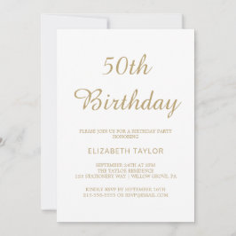 Convites Caligrafia Dourada sofisticada 50º aniversário