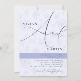 Convites Caligrafia "E" Casamento Azul Dusty