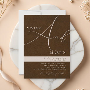 Convites Caligrafia "E" Casamento de Espresso Brown