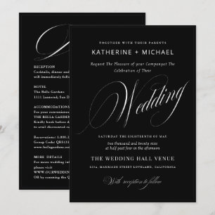 Convites Caligrafia e Detalhes do Script Romântico Casament
