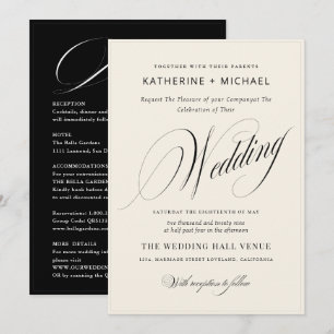 Convites Caligrafia e Detalhes do Script Romântico Casament