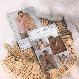 Convites Caligrafía Elegante 5 Fotos Invitación de Boda