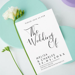 Convites Caligrafia Elegante a preto e branco