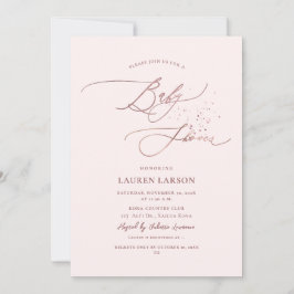 Convites Caligrafia Elegante ArtsApp Bebê Rosa Pálido