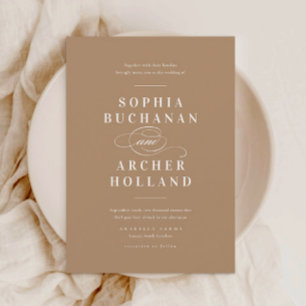 Convites Caligrafia Elegante Bodas em Dourado e Branco