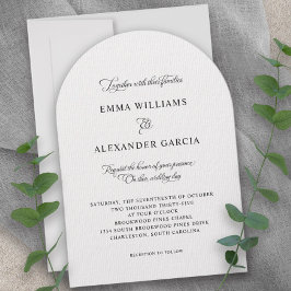Convites Caligrafia Elegante Casamento Arco Preto Branco