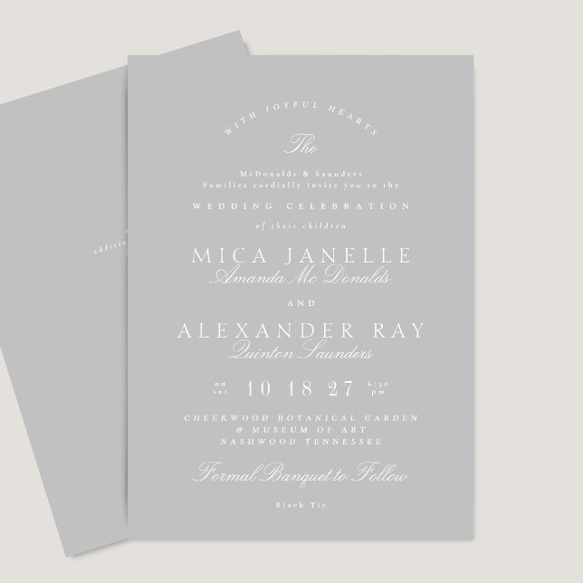 Convites Caligrafia Elegante | Casamento de Cinzas leves (Criador carregado)