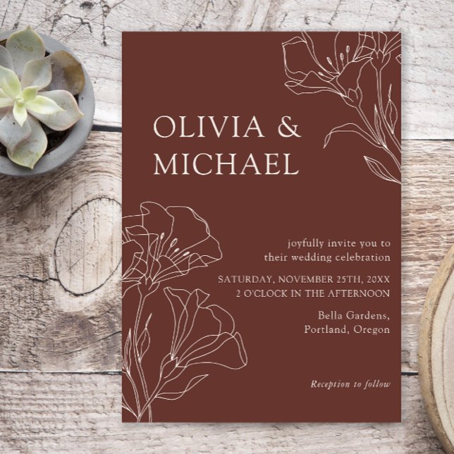 Convites Caligrafia Elegante Casamento Minimalista Simples (Criador carregado)