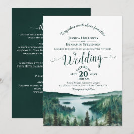 Convites Caligrafia Elegante Código QR Lago Tahoe Casamento