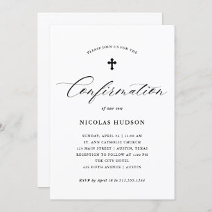 Convites Caligrafia Elegante  Confirmação Neutra de Gênero