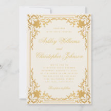 Caligrafia Elegante Marfim e Dourado Casamento Vin