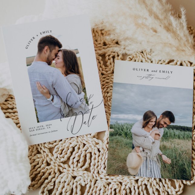 Convites Caligrafia Elegante Minimalista - Salve a data (Criador carregado)