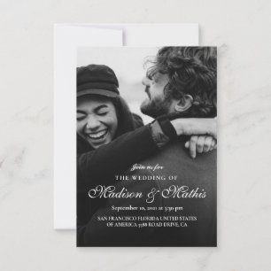 Convites Caligrafia Elegante Moderna com Casamento Fotográf