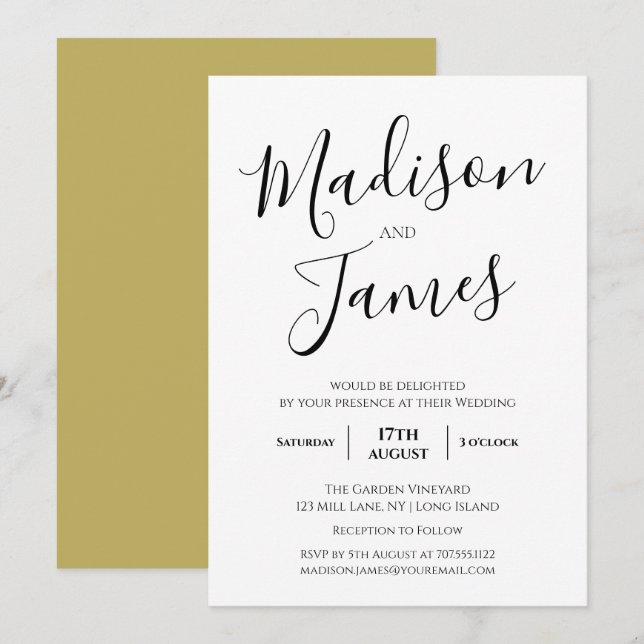 Convites Caligrafia Elegante Moderna Minimalista Simples (Frente/Verso)