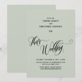 Convites Caligrafia Elegante Seu Casamento Simples Sage