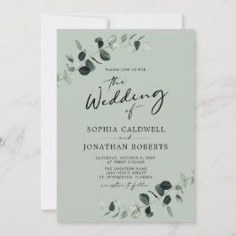 Convites Caligrafia Eucalyptus tudo em um casamento sensual