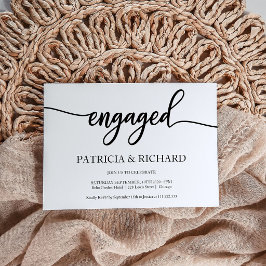 Convites Caligrafia festa de noivado Preta E Branca