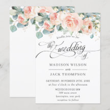 Caligrafia Floral Chic Peach Casamento Greenery