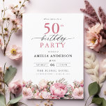 Convites Caligrafia Floral do Jardim Rosa 50º Aniversário<br><div class="desc">Celebre em estilo com um convite de 50 anos para caligrafia floral no jardim, perfeito para um evento de marco. Com designs florais vibrantes e caligrafia elegante, este convite dá um tom caprichoso mas sofisticado para a sua celebração. O tema do jardim exuberante combina beleza natural com uma tipografia graciosa,...</div>