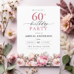 Convites Caligrafia Floral do Jardim Rosa 60º Aniversário<br><div class="desc">Celebre em estilo com um convite de 60 anos para a caligrafia floral do jardim, perfeito para um evento de marco. Com designs florais vibrantes e caligrafia elegante, este convite dá um tom caprichoso mas sofisticado para a sua celebração. O tema do jardim exuberante combina beleza natural com uma tipografia...</div>