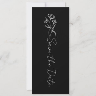 Convites Caligrafia Floral Preto e Branco Salvar a Data