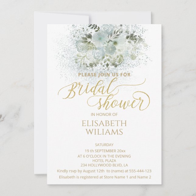 Convites Caligrafia floral romântica Dusty (Frente)