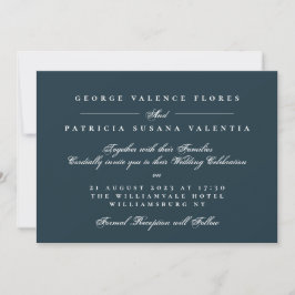 Convites Caligrafia Formal da Marinha Casamento Elegante