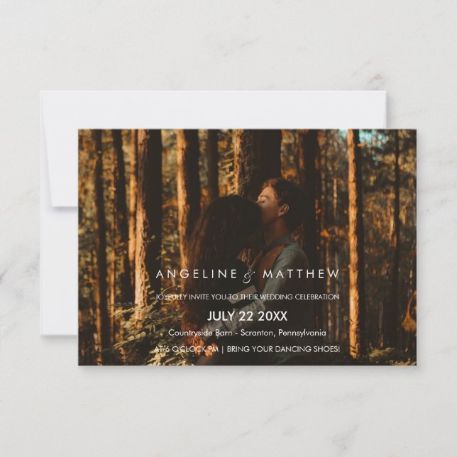 Convites  Caligrafia| Foto Desbotada De Casamento (Frente)