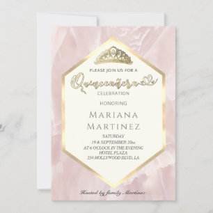 Convites Caligrafia geométrica do mármore rosa pálido