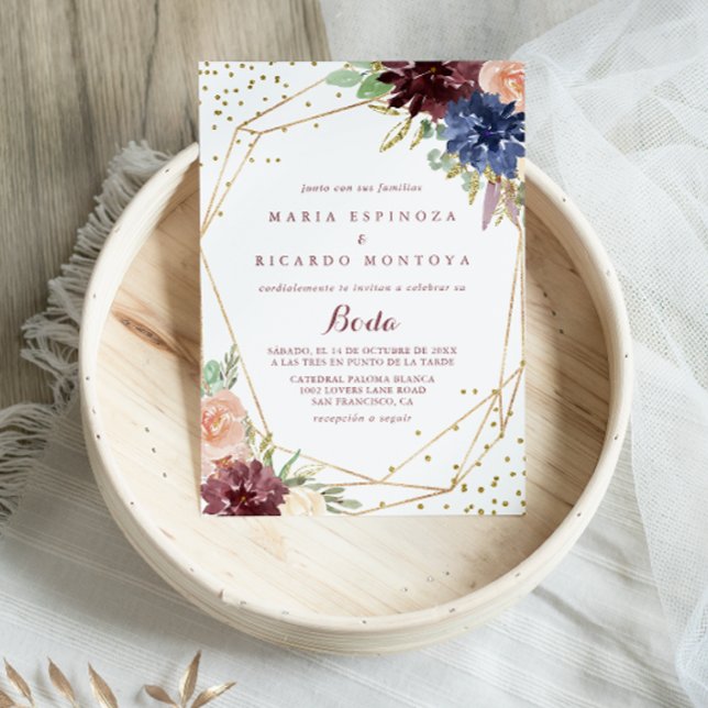 Convites Caligrafia Geométrica Dourada com Largura Caligráf (Criador carregado)