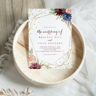 Convites Caligrafia Geométrica Dourada De Literatura