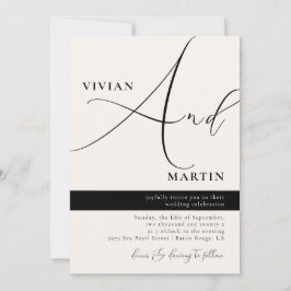 Convites Caligrafia Grande Casamento "E" Preto e Branco