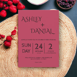 Convites Caligrafia Magenta Simples Moderna Elegante