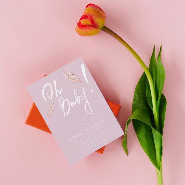 Convites Caligrafia, manuscrita, garota rosa, Chá de fralda (Criador carregado)