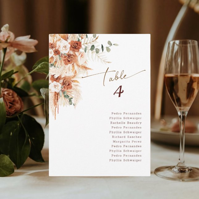 Convites caligrafia  mesa de número de casamento Boho (Criador carregado)