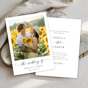 Convites Caligrafia Mínima Moderna Casamento de Fotografias