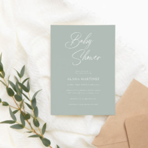 Convites Caligrafia Mínima Moderna   CHÁ DE FRALDAS