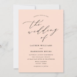 Convites Caligrafia Minimalista Bege Claro | Casamento