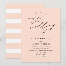 Convites Caligrafia Minimalista Bege Claro | Casamento