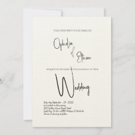 Convites Caligrafia minimalista Casamento preto e branco
