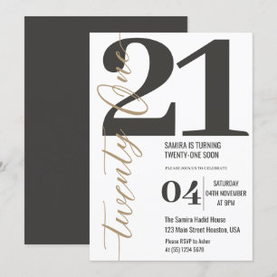 Convites Caligrafia Minimalista Clássica para Aniversário d