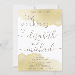 Convites Caligrafia minimalista de pincel de ouro