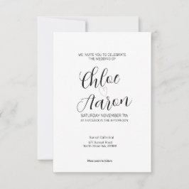 Convites Caligrafia Minimalista Delicada Preta e Branco