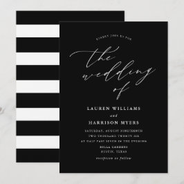 Convites Caligrafia Minimalista Preto e Branco | Casamento