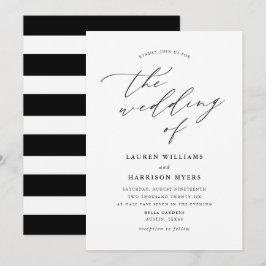 Convites Caligrafia Minimalista Preto e Branco | Casamento