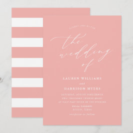 Convites Caligrafia Minimalista Rosa Bege | Casamento
