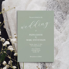 Convites Caligrafia minimalista sage casamento verde