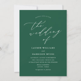 Convites Caligrafia Minimalista Verde | Casamento