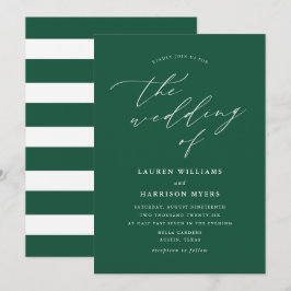 Convites Caligrafia Minimalista Verde | Casamento