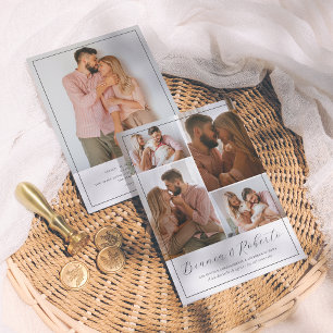 Convites Caligrafía Moderna 5 Fotos Invitación de Boda